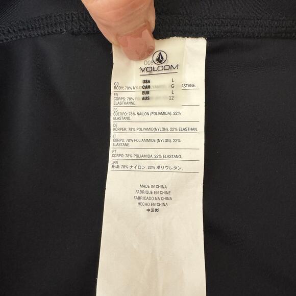 NWT Volcom Leggings Women’s Large Black Athletic 50UPF Simply Solid Colorblock - Picture 12 of 14